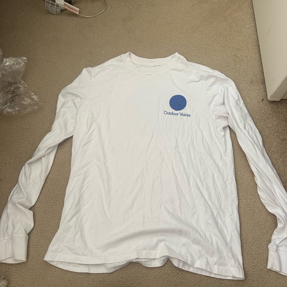 Outdoor Voices White and Blue Long Sleeve Tee